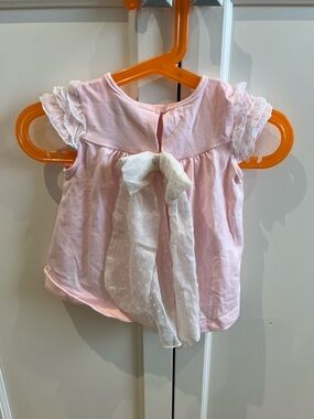 Camila 3-6m Pink Ruffle Sleeve Baby Top with Bow and bloomers